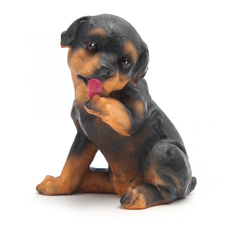 Hundehvalp statue 4 stk/sæt mini sød hvalpe hund statue skulptur ornamenter harpiks håndværk gårdhave havedekoration