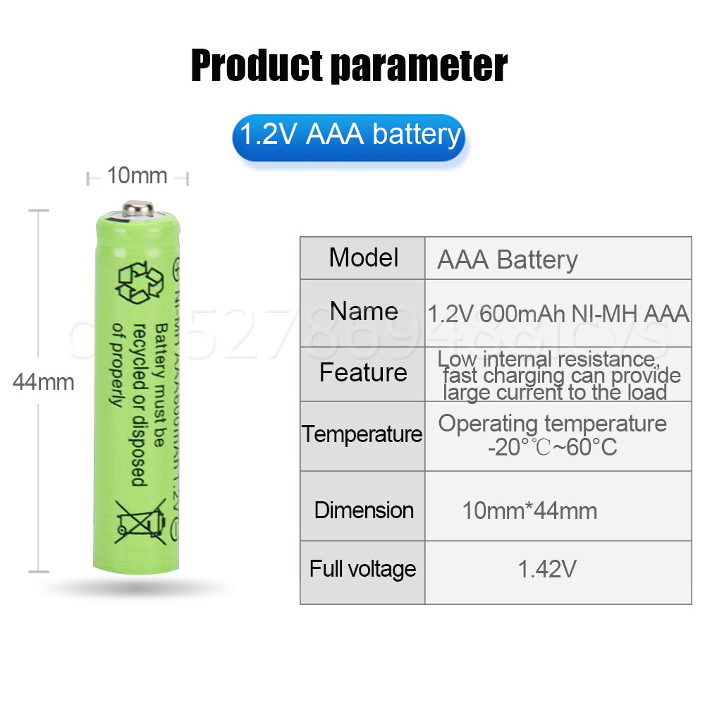 1-4PCS 1.2V 600mAh AAA Ni-MH Rechargeable Battery For Camera LED Light Toy MP3 Shaver Remote Control Replace Lithium Battery 3A