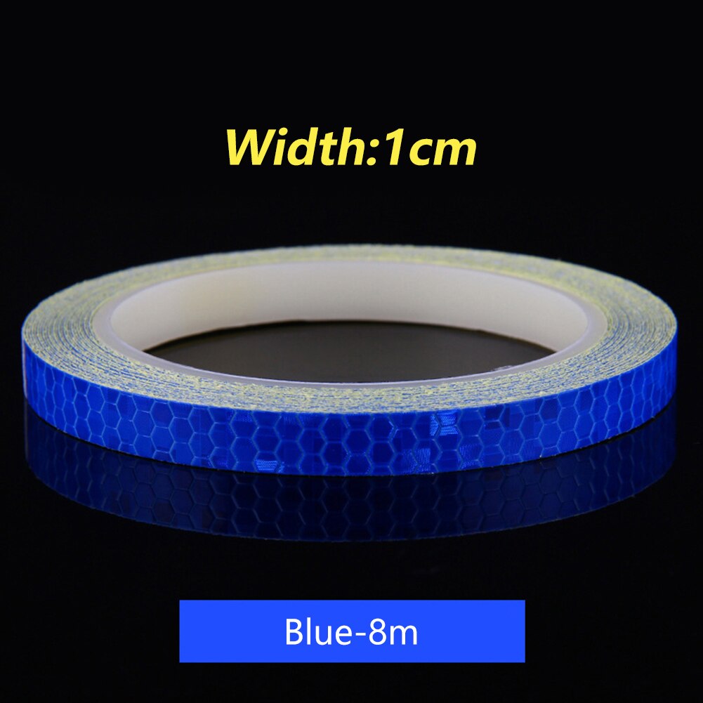 1Cm * 8M Fiets Reflecterende Stickers Nacht Reflecterende Veiligheidswaarschuwing Conspicuity Tape Film Sticker Strip Fiets Accessoires: Blue