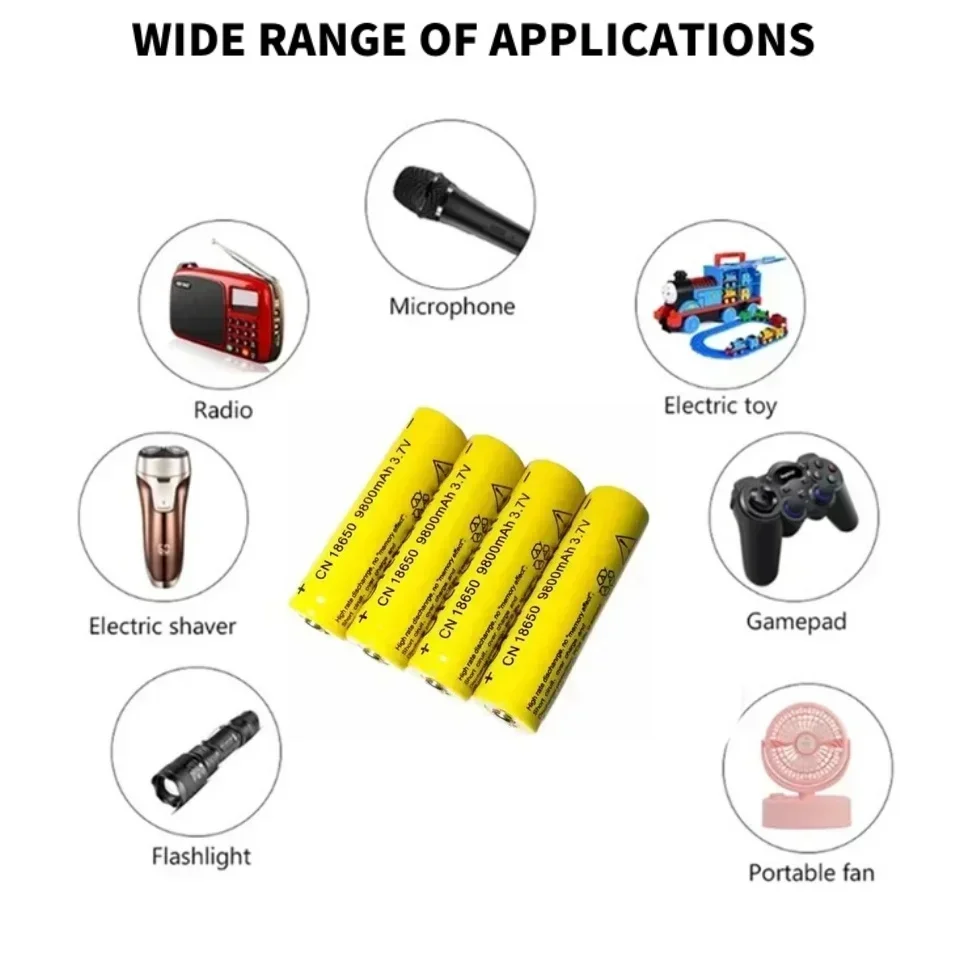 2025 nueva batería 18650 más vendida 3,7 V 9900 mAh batería recargable de iones de litio, adecuada para baterías de linterna LED