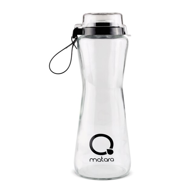 Glass Healthy Drink Bottle 750 ml 25Oz Protein Shake Sports Bicycle Outdoor Travel Botella Portable Leakproof Water BPA Free: DAILY TRANSPARENT BLACK