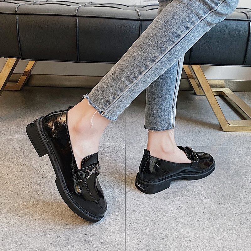 volatilitet Myre Støjende Oxfords til kvinder sko mellemhæl sko laklæder sko plus størrelse casual sko  kvinde metal spænde damesko – Grandado