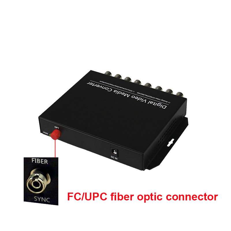 8 channel analog BNC video to fiber optic converter price Transmitter receiver for CCTV system analog camera CVBS camera