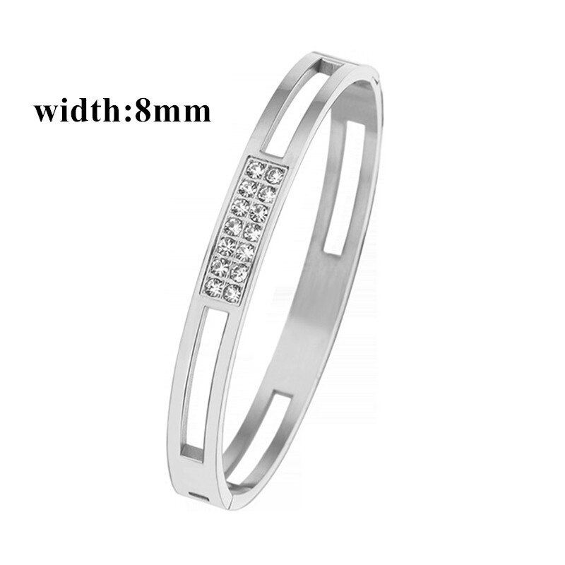 Charm Bracelet - Stainless Steel - 4/6/8mm Width - Hollow Round Design - Adjustable Hook Clasp: 7