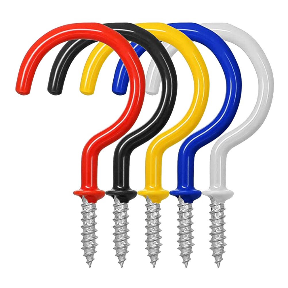 5 stuks 2.9 " bekerhaak plafondhaken fijne goede vinyl gecoate schroefhanger voor binnen- en buitengebruik plafondhaak draaibare haken tob: Default Title