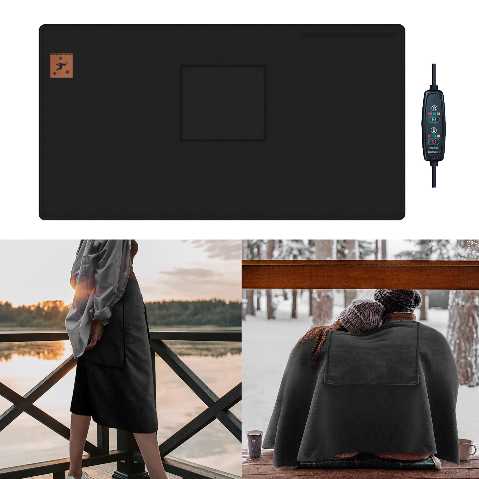 USB Electric Blanket Overheating Protection 3-Lever 10W Leg Blanket Heating Blanket Throw for Office Home Camping Gym Back Neck: black