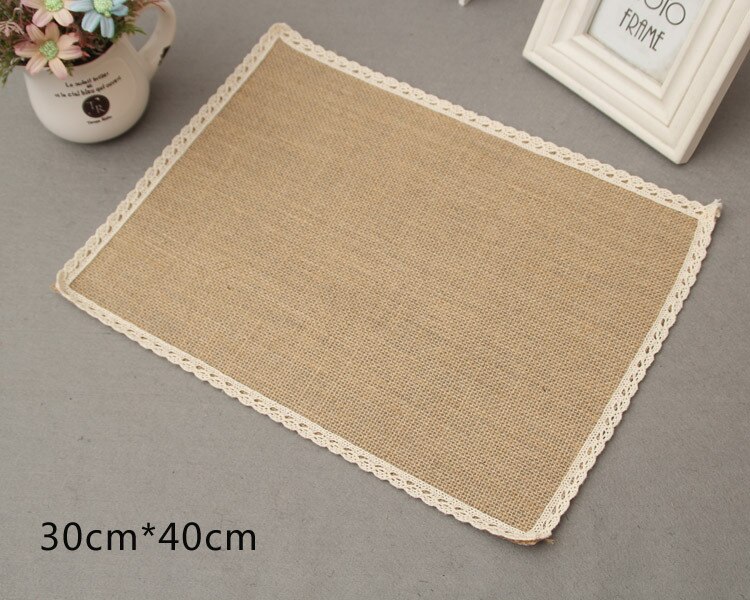 1 st (4 maten) Jute Placemats Pastorale Placemats Keuken Eetkamer Placemats Land Natuurlijke Jute bruiloft tafel Decoratie: 30cmX40cm