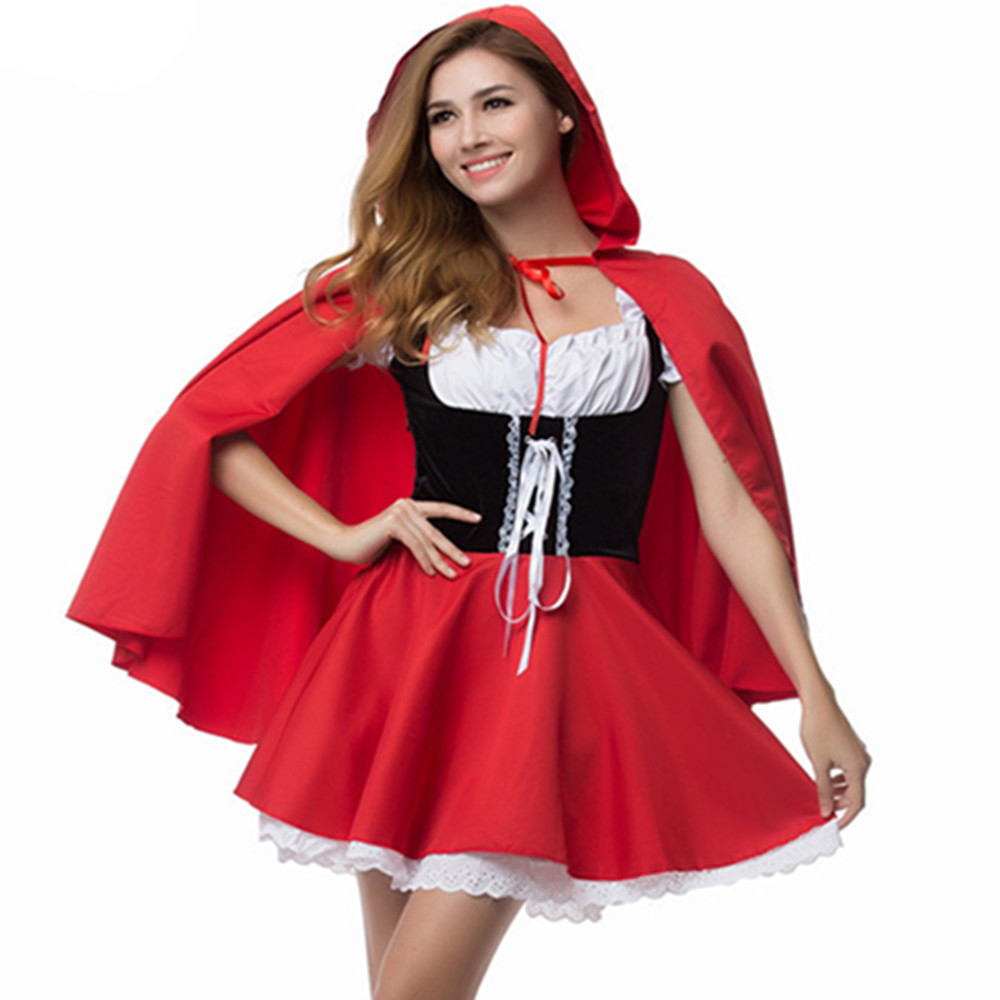 Halloween Little Red Riding Hood Costume Princess Dress Christmas Adult Performance Costume Ball Fairy Tale: L