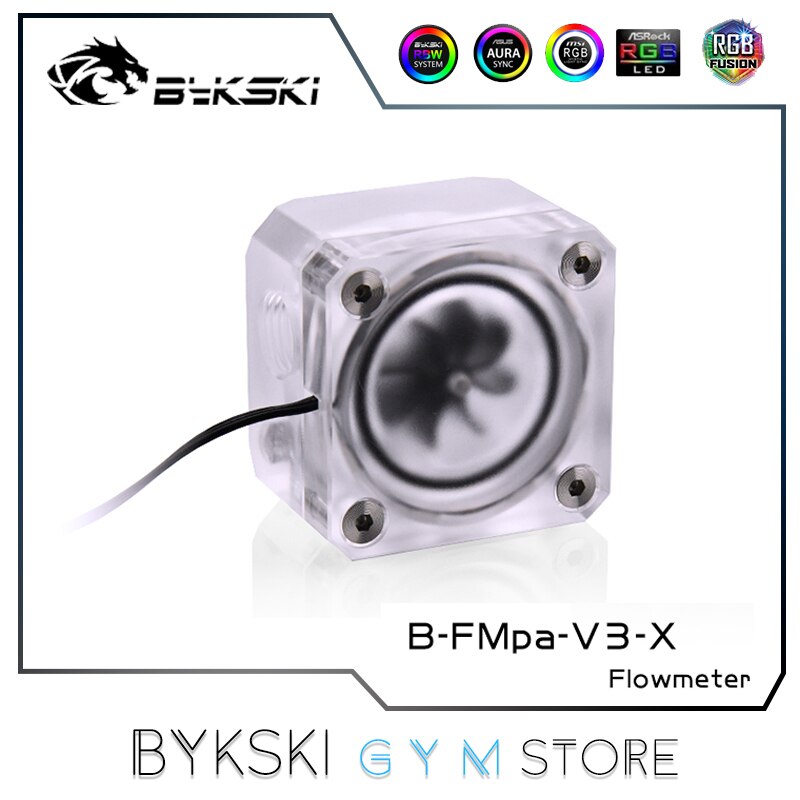 Bykski Frosted Water Flow Meter, Flowing Monitoring For Computer Water Cooling, RGB/ARGB SYNC, B-FMpa-V3-X