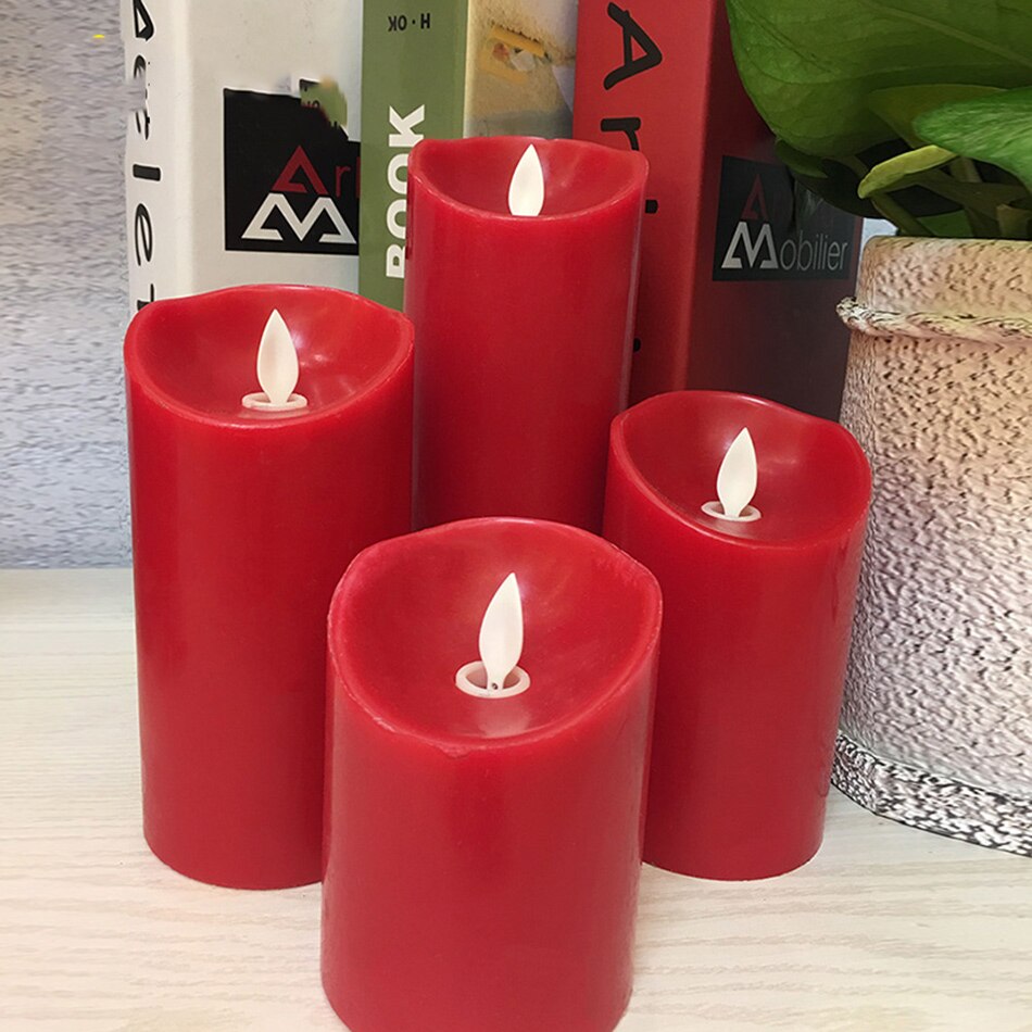 Battery operated flameless red candle with swing wick dancing flame,Religious Activities led wax candle,Halloween led candle
