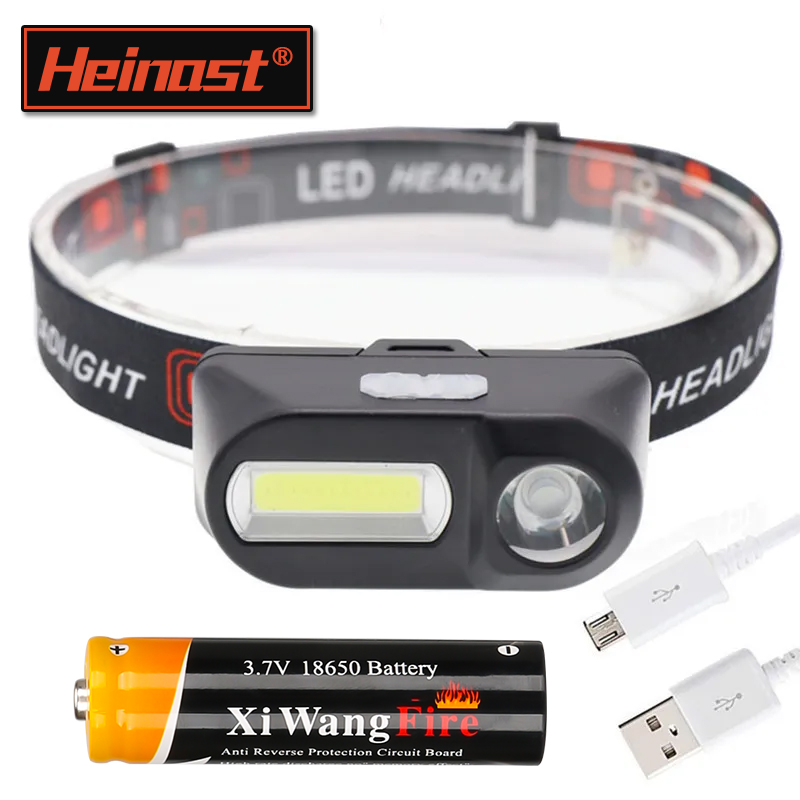 Mini bærbar pandelampe cob+xpe led usb genopladelig pandelampe vandtæt pandelampe hovedlommelygte til camping vandreture