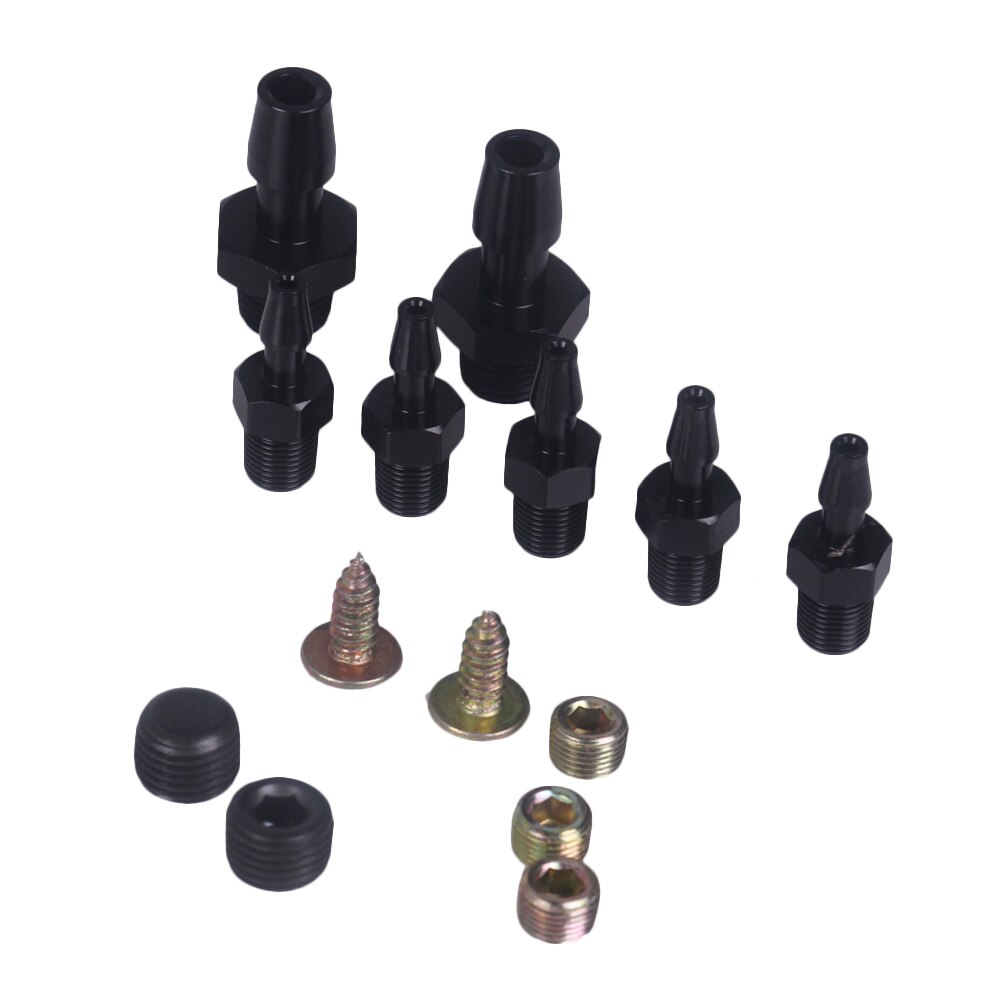 Vacuum Intake Manifold 6 Port 1/8 NPT Universal Aluminum Turbo Boost Block Intake Manifold Black Vacuum Intake Manifold