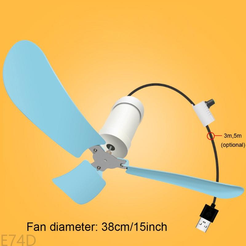E74D 15inch USB Ceiling Fan with Speed Control Power Switch USB Hanging Fan for Camping Bedroom Dormitory and more