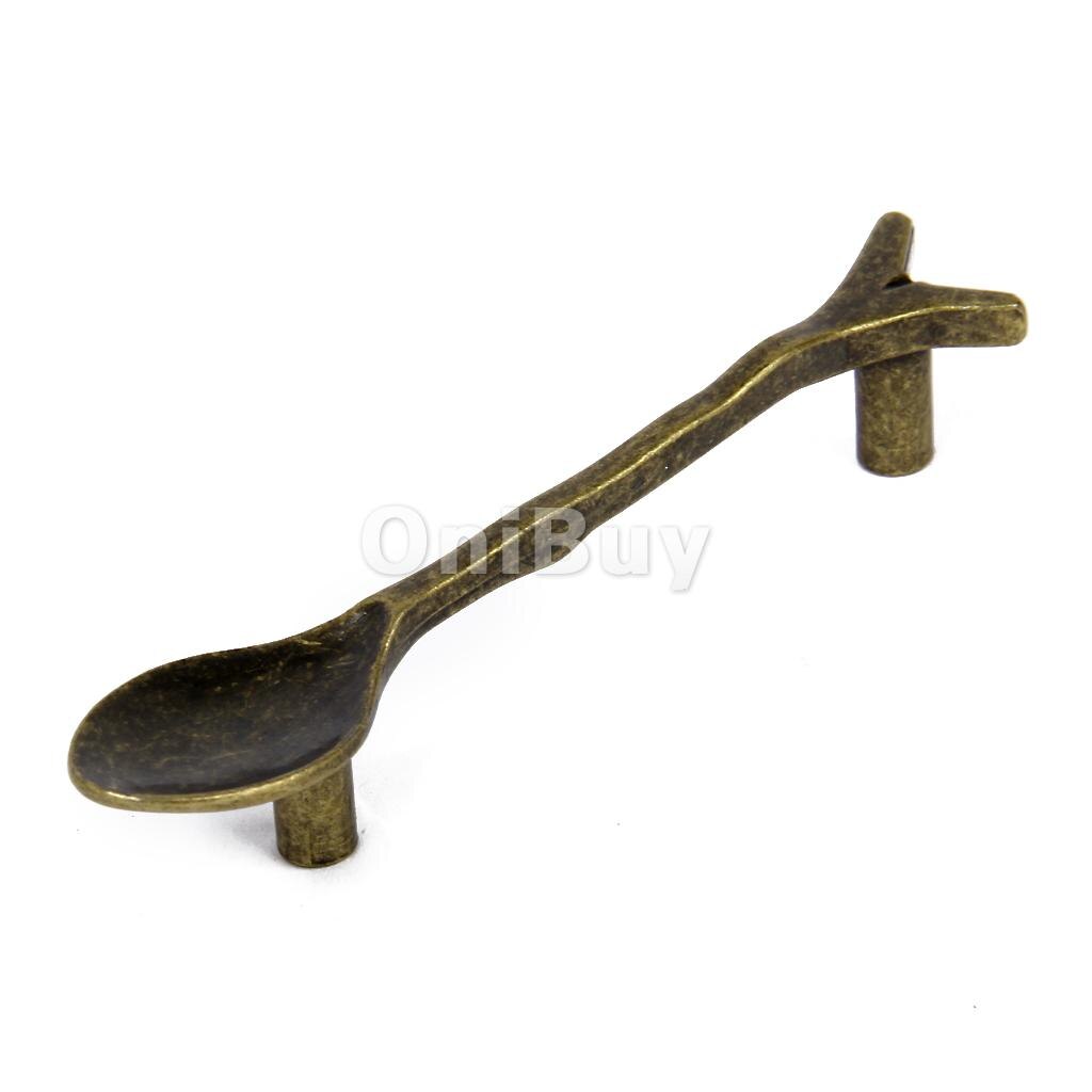 Antique Bronze Spoon Kitchen Closet Drawer 76mm Pull Handle Cabinet Wardrobe Hardware Accessories