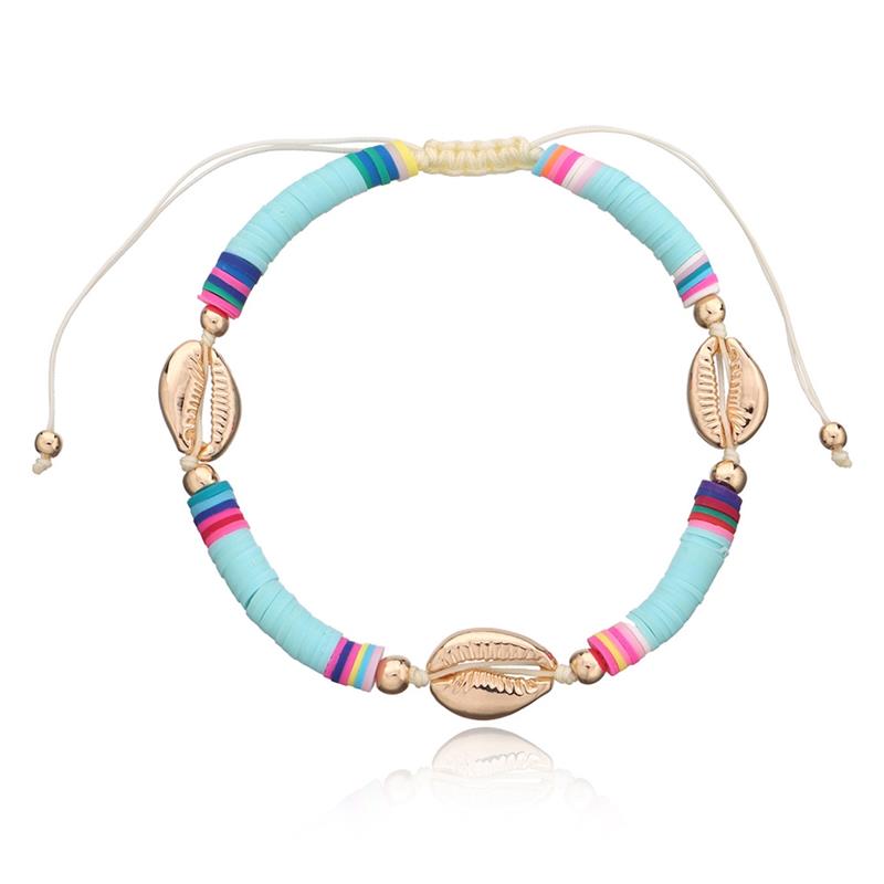 Tobillera de conchas de estilo bohemio hecha a mano, pulsera de tobillo con cuentas ajustables, accesorios de joyería para la playa, 1 unidad: 2