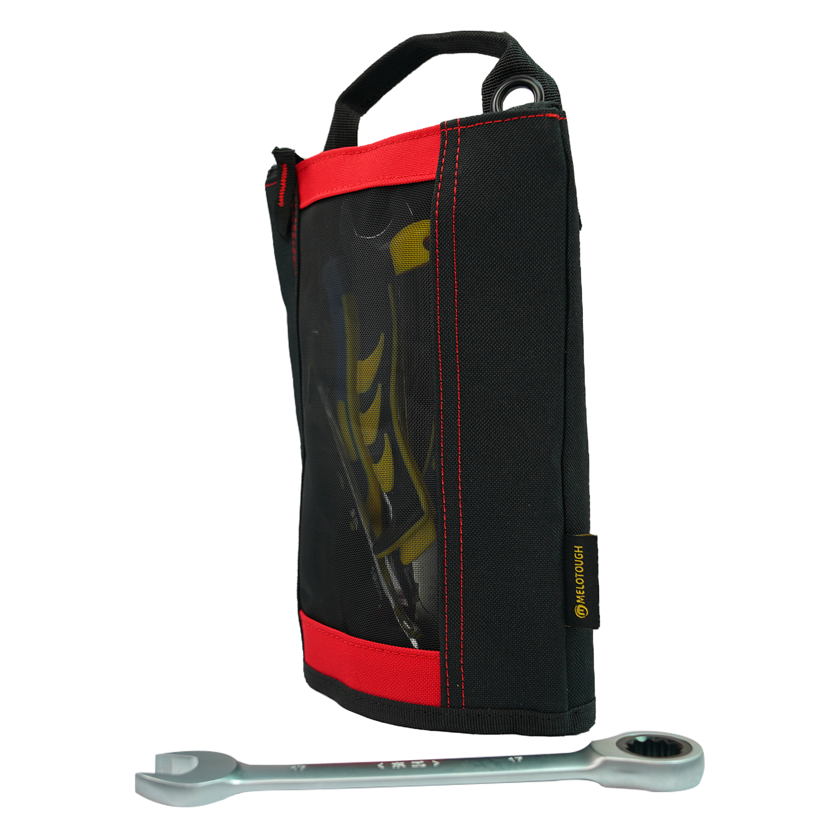 Melotough Canvas Rits Tool Pouch Zipper Bag-Sluiting Zak Met Mesh Venster En Opknoping Grommets 2 Pack