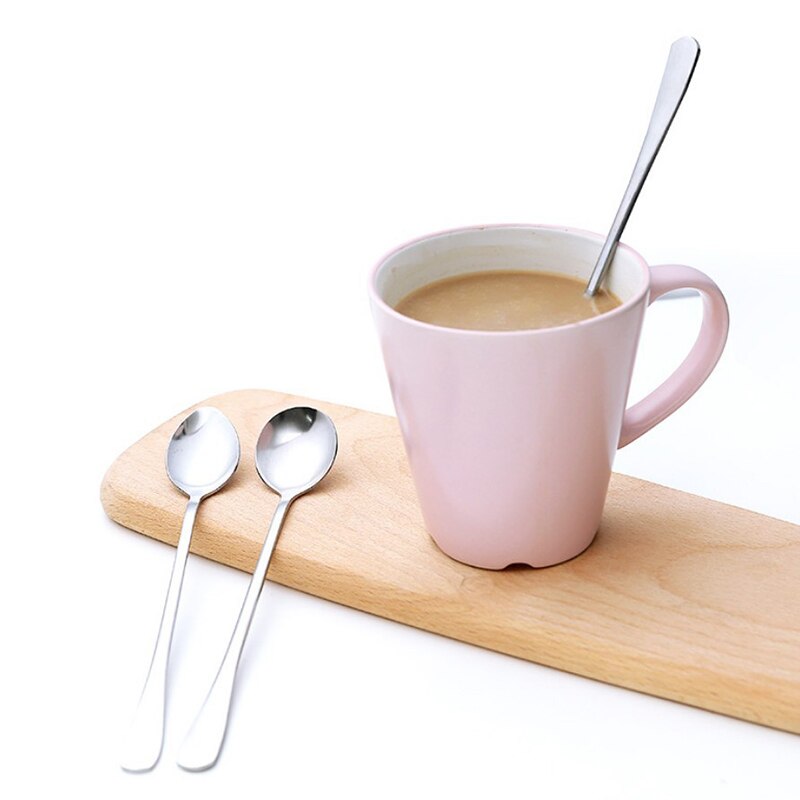 Long Handled Spoon Stainless Steel Coffee Spoon Simple Teaspoon Cocktail Stirringt ice Spoon Bar Tool