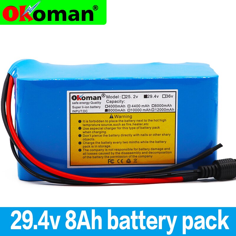 7s3p 24V 8Ah 18650 Batterij Li-Ion Accu 29.4V 8000Mah Elektrische Fiets Bromfiets/Li-Ion Batterij Met bms