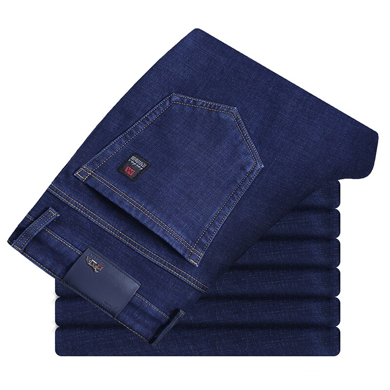 Klassiske menn slank passe jeans virksomhet denim jean bukser blå merke bukser mannlige: Blå / 33