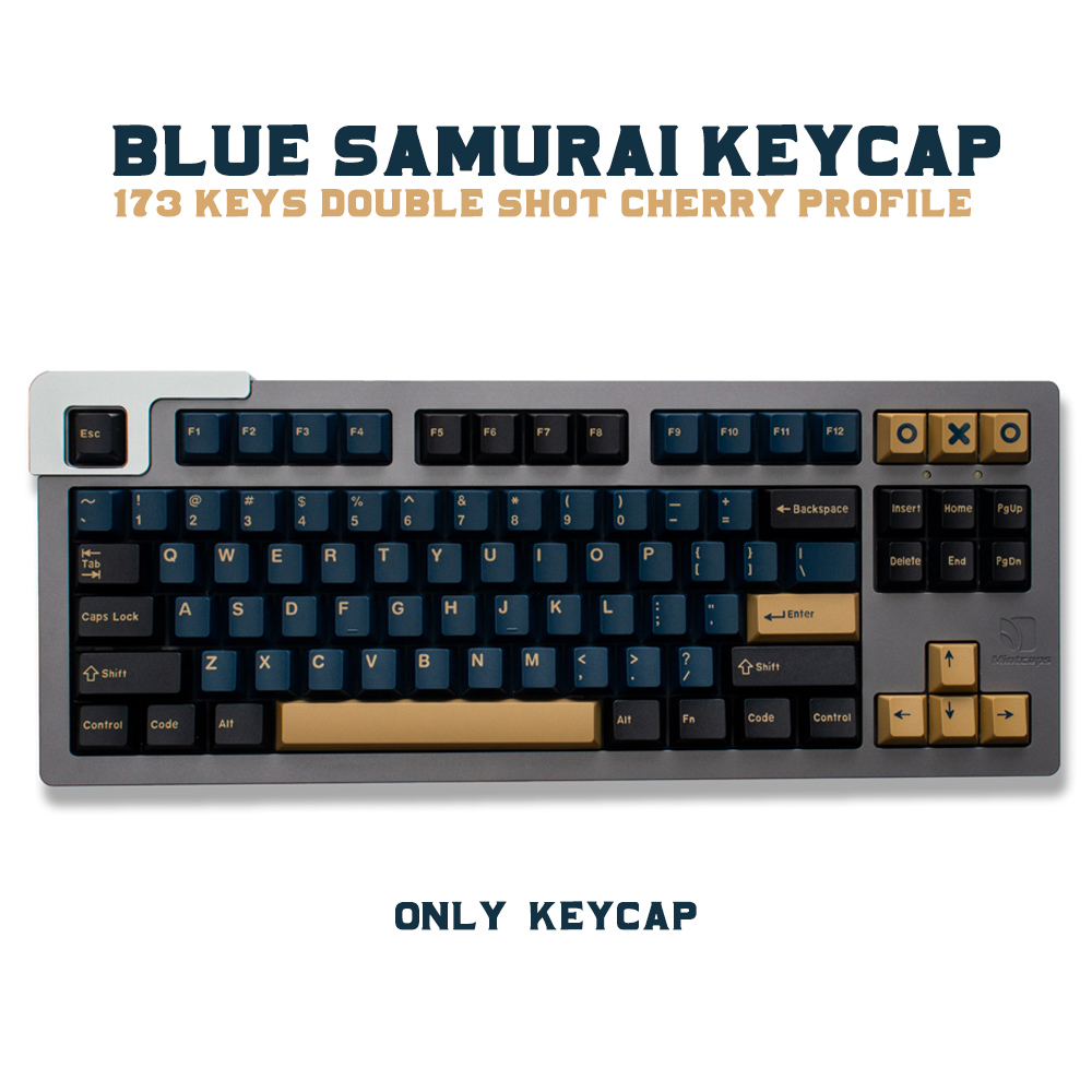 GMK Blue Samurai 173 Keys Keycaps Double Shot Keycap Cherry Profile For Mechanical Keyboard 2U 1.75U Shift 6.25U 7U Spacebar