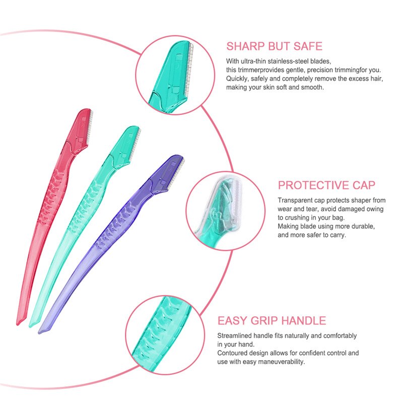 3 stk/sæt øjenbryn barberkniv barberkniv ansigtsblad kniv hårfjerner shaver til kvinder værktøj makeup kniv begyndere