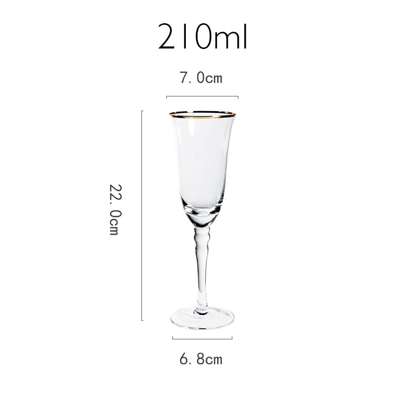 Bicchiere da vino in cristallo a bocca larga in vetro a forma di tulipano contralto bicchieri da vino dolce liquore Brandy Sherry tazza festa casa ristorante calice da bere: oro 210ml