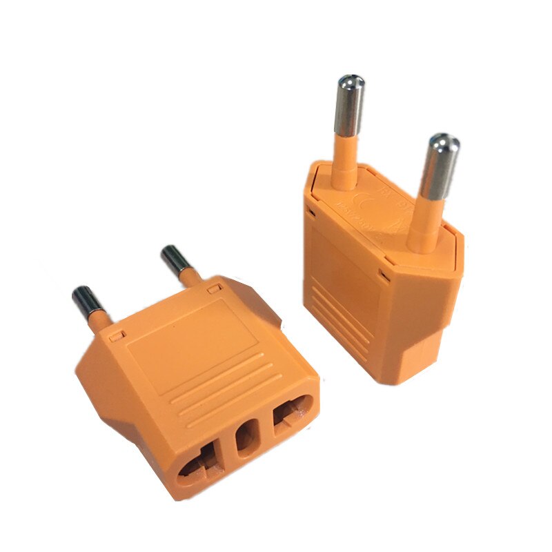 Os til eu vekselstrømsadapter konverter amerikansk japan usa til euro europæisk type c rejse adapter stikkontakt: Orange