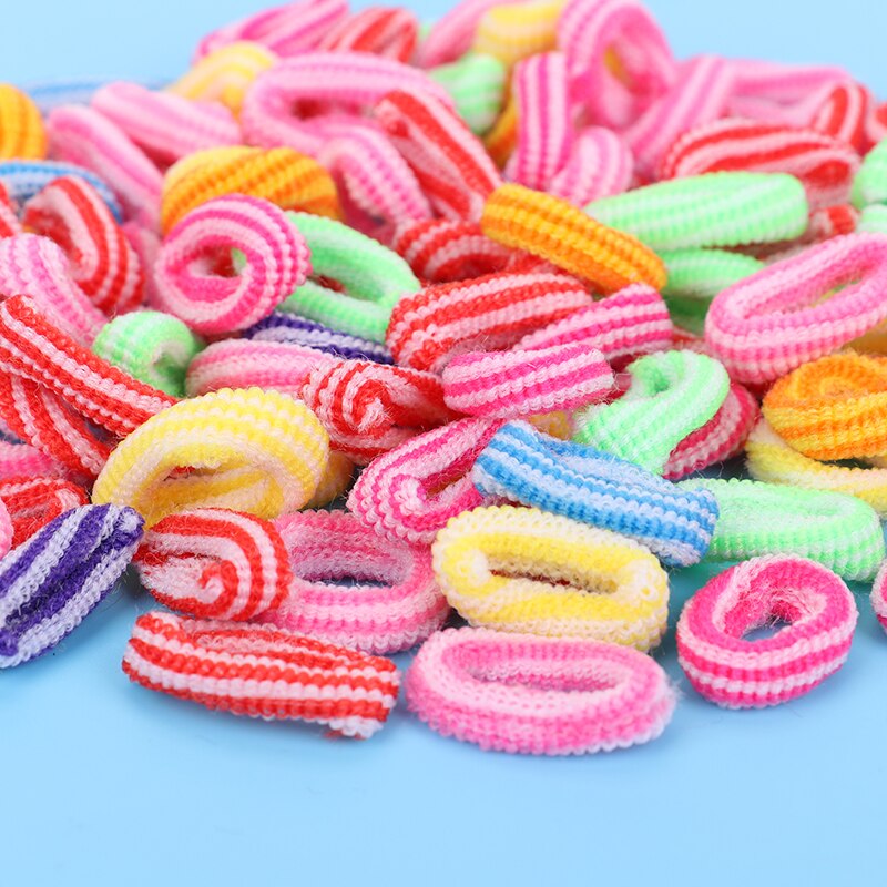 100 Pcs Colorful Child Kids Hair Holders Hairband Cute Rubber Hair Band Elastic Accessories Girl Charms Headwear