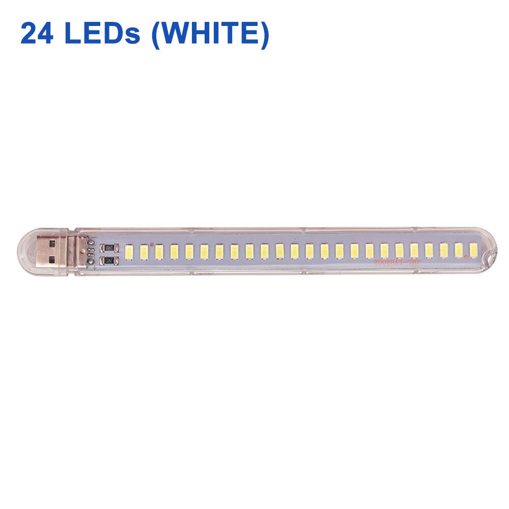 Mini luz LED nocturna portátil de 5V CC, 10LED, 24LED, lámpara de mesa de lectura USB, poste de extensión flexible, adaptador de enchufe estadounidense, luces de libro: YELLOW