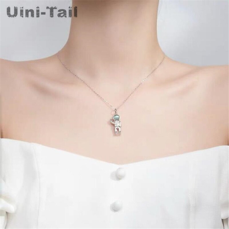 Uini-Tail 925 sterling silver cute astronaut necklace sweet temperament simple romantic jewelry