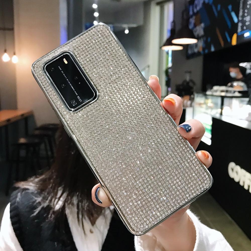 Custodia con strass Glitter Bling per Huawei Mate 10 20 30 Pro P40 P30 Lite Pro Honor 8X 20 30 Bling Funda Crystal Cover Coque