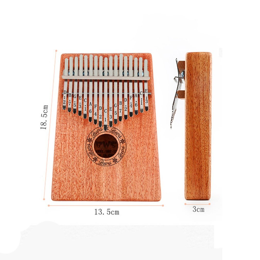 17 Key Kalimba Mahogany Thumb Piano Solid Wood Thumb Piano Finger Mini Keyboard Portable Instrument for Beginners