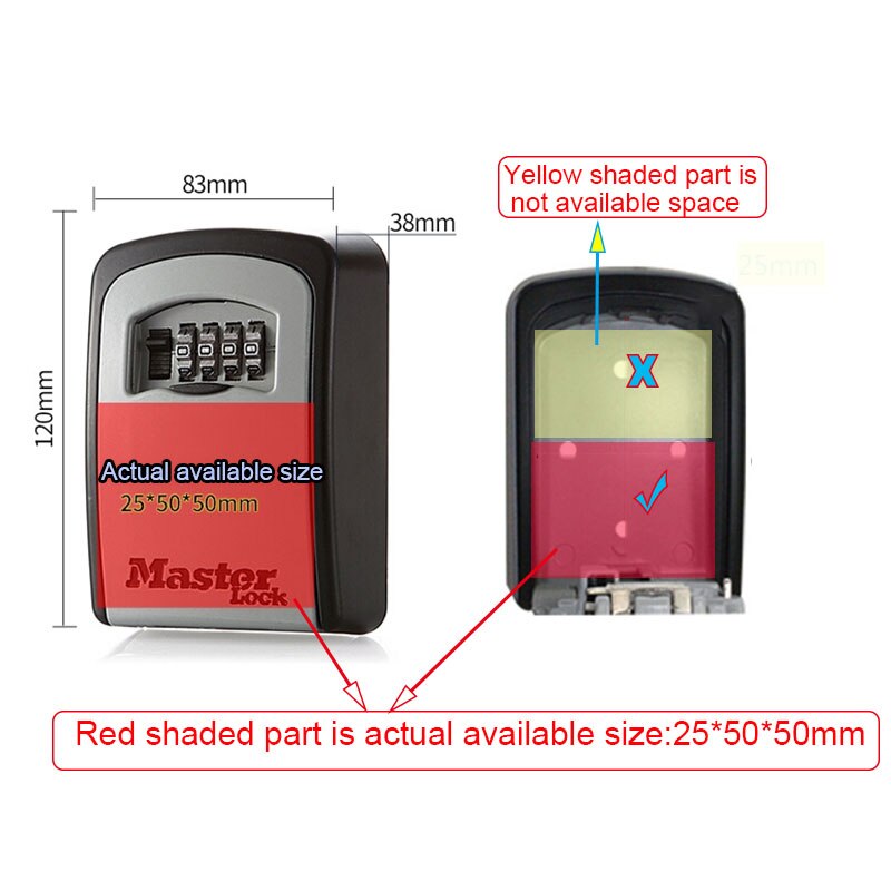 Master Lock Key Lock Box Wall Mounted Key Safe Box Weatherproof 4 Digit Combination Keys Storage Lock Boxes for Indoor Outdoor
