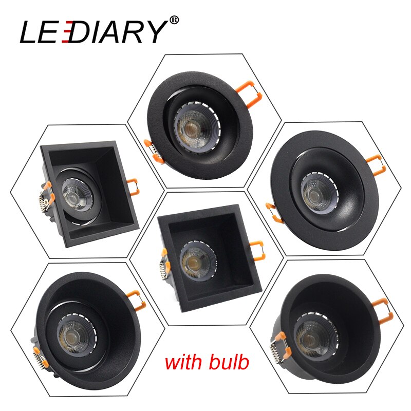 LEDIARY Zwart LED Downlighters GU5.3 GU10 Fitting 90-265V Verzonken Plafond Spot Lamp Frame Bulb Verwisselbare 75MM 90MM Cut Gat