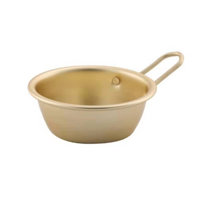 GXMA Korean Yellow Aluminum Bowl with Handle for Noodle Traditional Rice Wine Kitchen Cookware Camping Traditional Wine Bowls