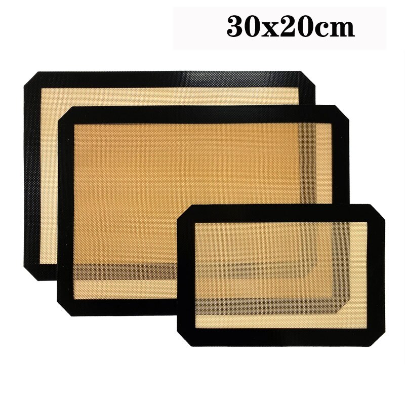 Esterilla de silicona antiadherente para hornear, almohadilla para galletas, para masa esterilla, resistente a altas temperaturas, para horno, de fibra de vidrio: black-30x20cm