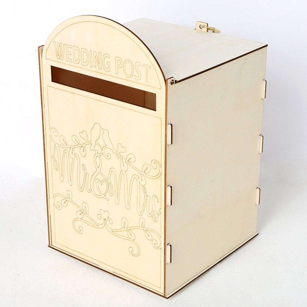 Suministros de madera para boda, buzón de correo, decoración de estilo Royal Post, caja de letras creativas de madera para boda, decoración artesanal