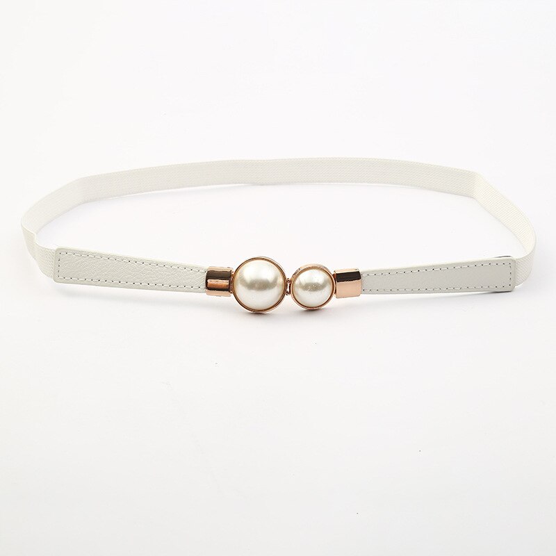 Cinturón de perlas para mujer, faja de cintura elástica con doble hebilla, , accesorios de ropa femenina: 3