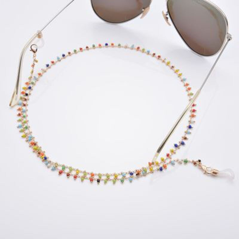 Multi-color Rijst Kralen Anti-Slip Glazen Ketting Bril Opknoping Touw Glazen Houder Zonnebril Accessoires