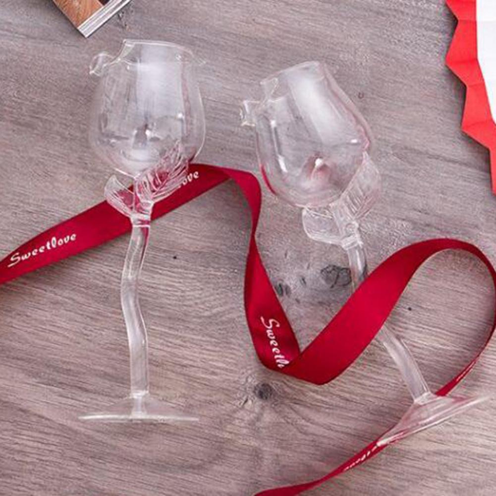 Fancy Red Wine Glass Wine Cocktail Glasses 100ml Rose Flower Shape Wine Glass Party Barware Drinkware