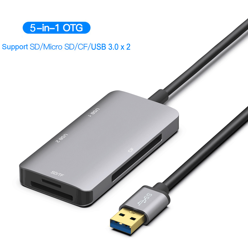 USB 3,0 SD SDHC CF Compact Flash TF MicroSD lector de tarjetas USB 3,0 U Flash Disk Drive Mouse OTG para Macbook Laptop Notebook PC 5 en 1