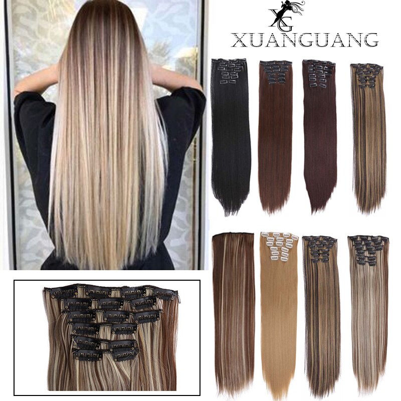 XUANGUANG Long Straight Synthetic Hair Extensions ... – Vicedeal