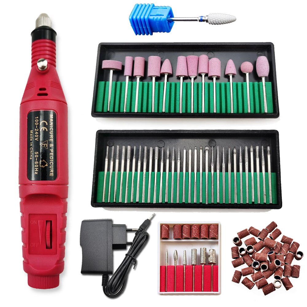 Juego de manicura con máquina pulidora eléctrica, lima de uñas , removedor de Gel, herramientas de pulido, equipo fuerte para uñas: mini with adapter 1