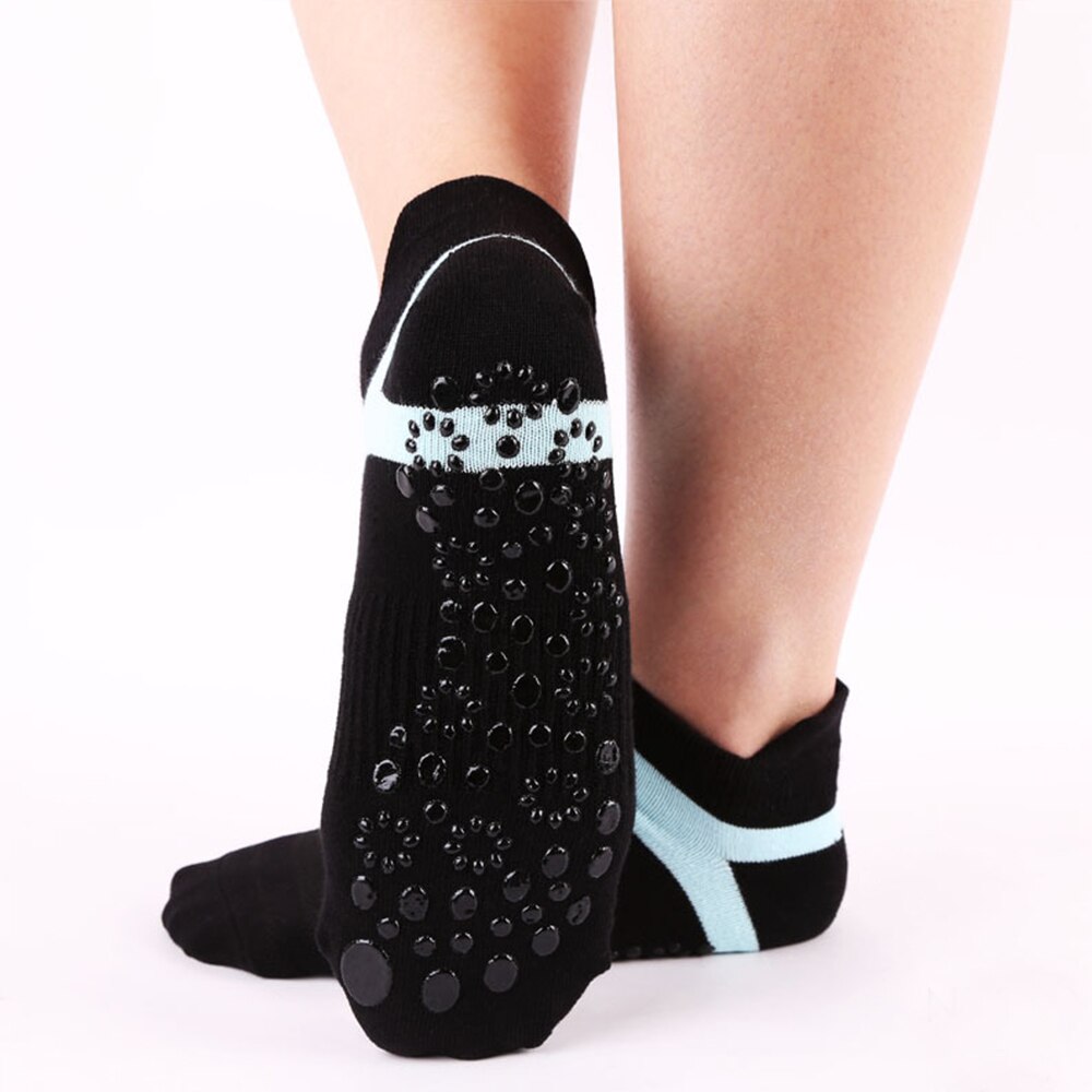 Calcetines antideslizantes de algodón para adultos, cómodos, transpirables, para deportes al aire libre, tobilleros, para Yoga, 1 par: black