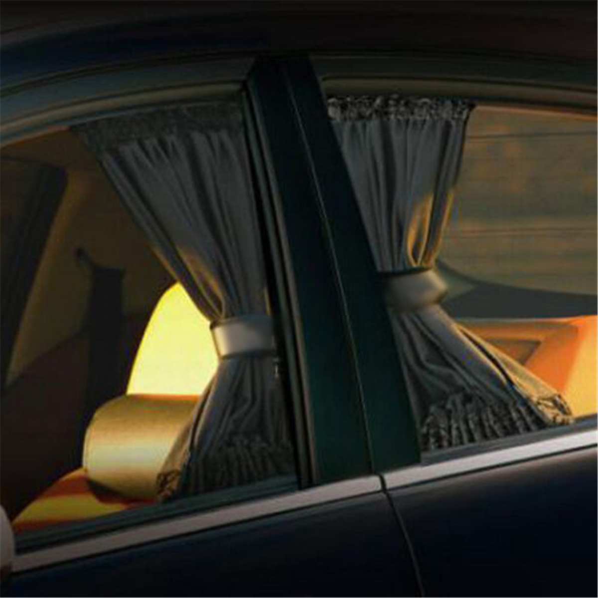 2pcs Universal Black Foldable Sunshade Window Curtain Side Mesh Car Sun Shade Anti-UV Protect Adjustable Car Accessorie