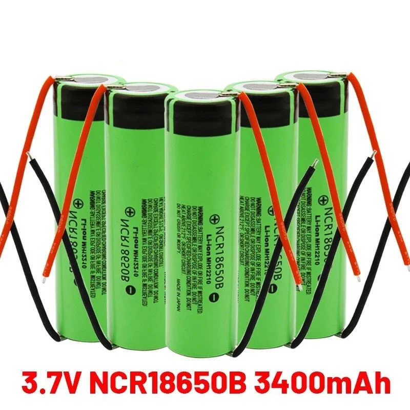 and original NCR 18650B 3.7V 3400mAh 18650 rechargeable lithium-ion battery silicon cable welding DIY