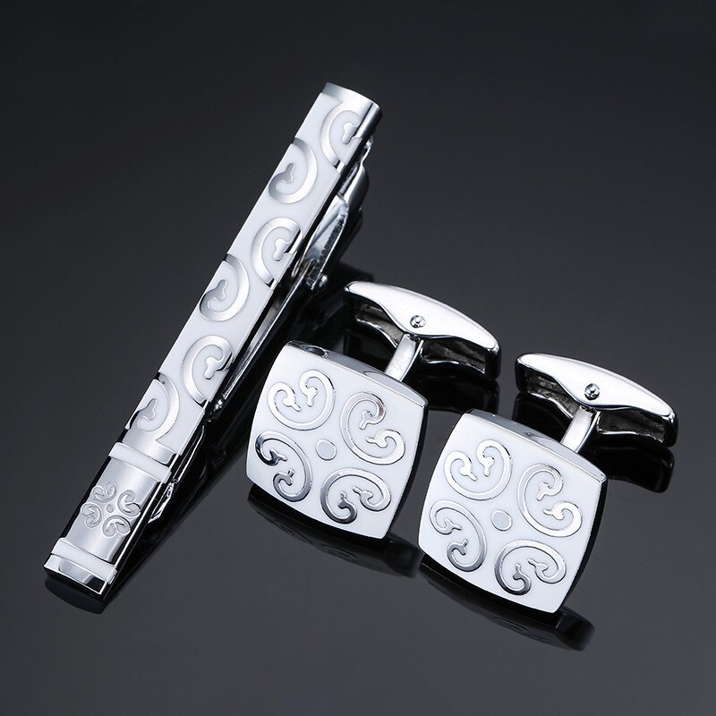 Novelty Cuff links necktie clip for tie pin for men's Hand engraving tie bars cufflinks tie clip set Jewelry: 11