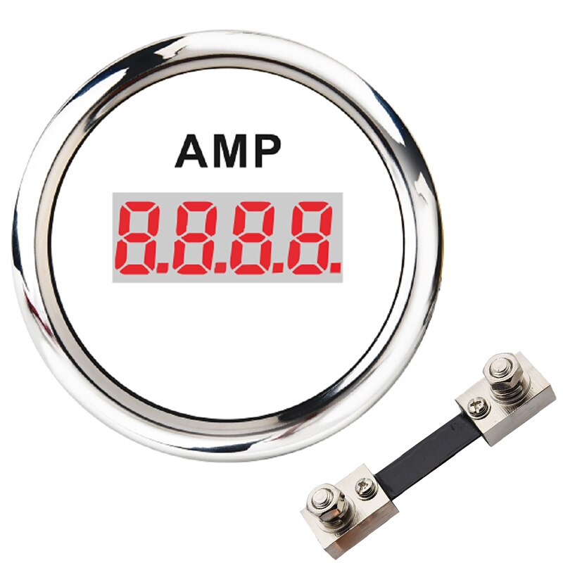 52MM Digital AMP Amperemeter Gauge Universal 100A Marine Ammeter Waterproof IP67 Fit For Car Boat Motorcycle Marine: WS-with shunt