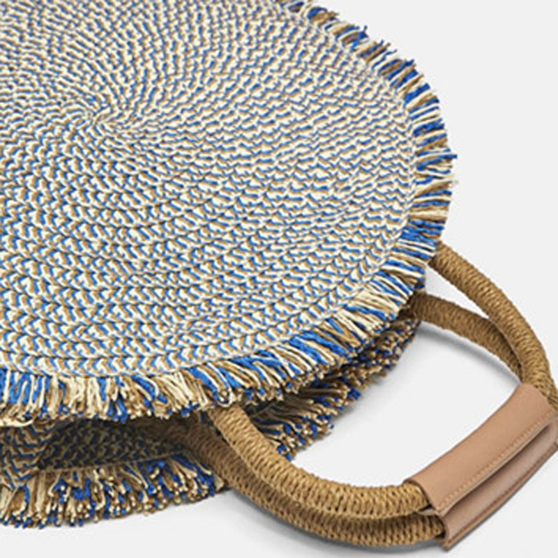 Frauen Bohemian Woven Handtasche Tote Schulter Taschen Sommer Strand Casual Stroh Korb Tasche Retro Kreis Handtasche