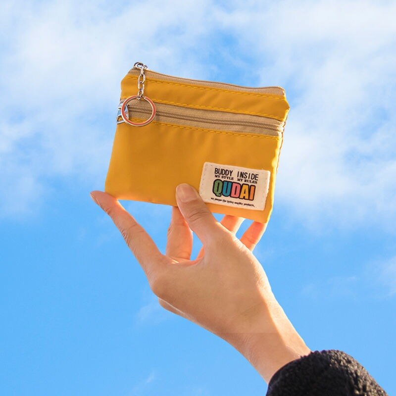 japanische und Koreanische Frauen Brieftasche Nylon Tuch Kurze Brieftasche Weiblichen Handtasche Lässig Frauen Brieftaschen Jugend Geldbörse: Gelb